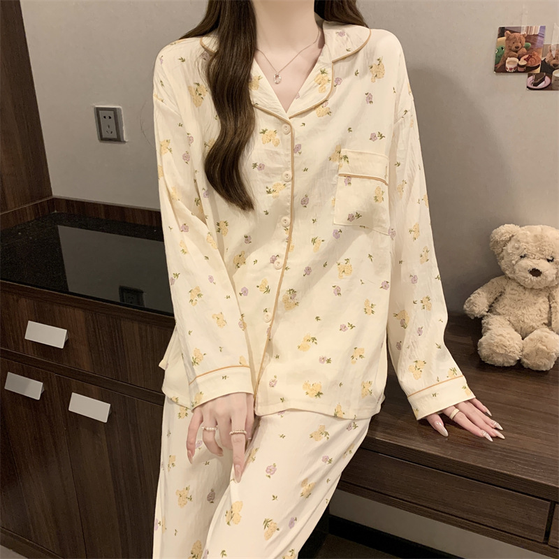 Spring and summer cardigan student long pants 2pcs set for women