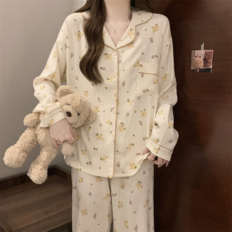 Spring and summer cardigan student long pants 2pcs set for women