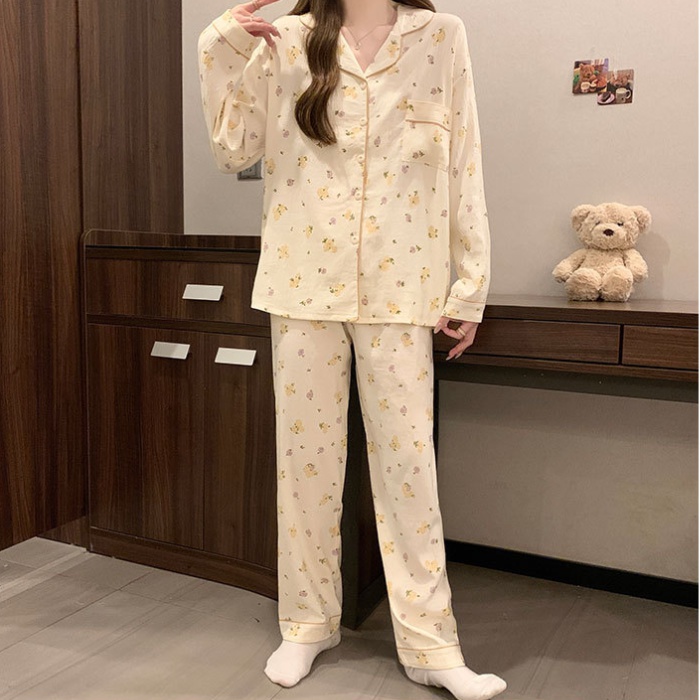 Spring and summer cardigan student long pants 2pcs set for women