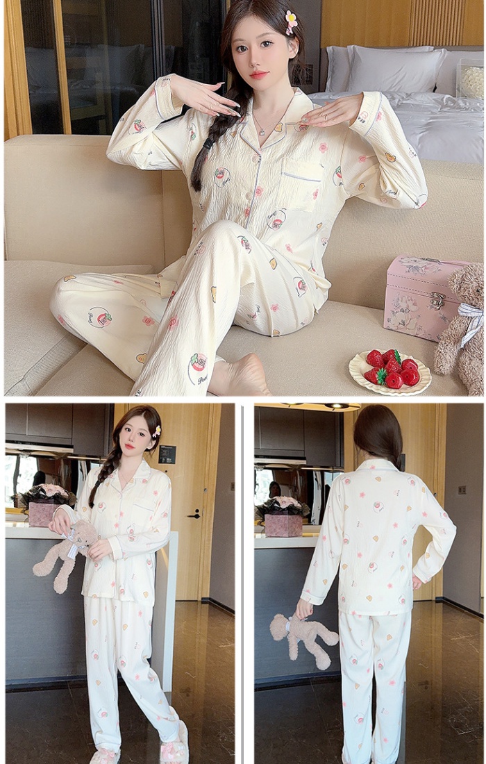 Long sleeve pajamas chest pad cardigan a set for women