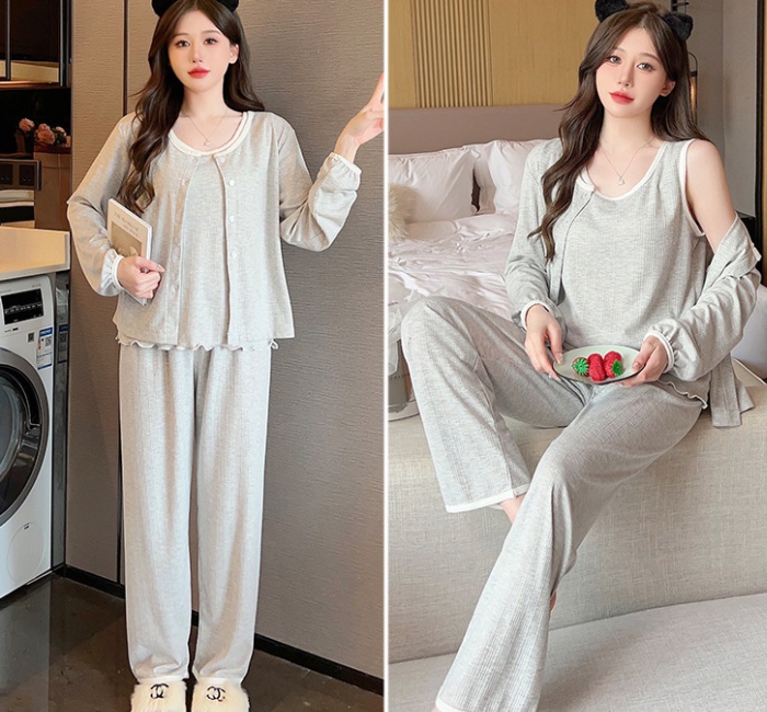 Homewear pajamas spring and autumn vest 3pcs set