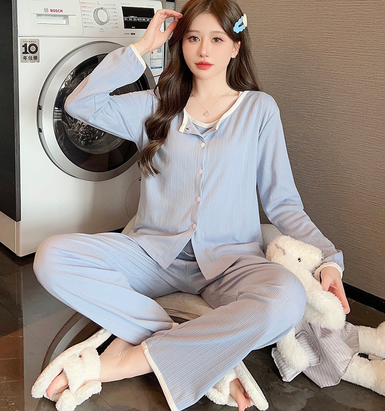 Homewear pajamas spring and autumn vest 3pcs set