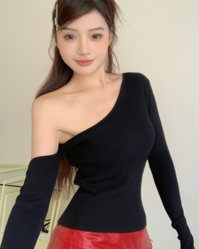 Spicegirl sexy sloping shoulder sweater slim bottoming tops