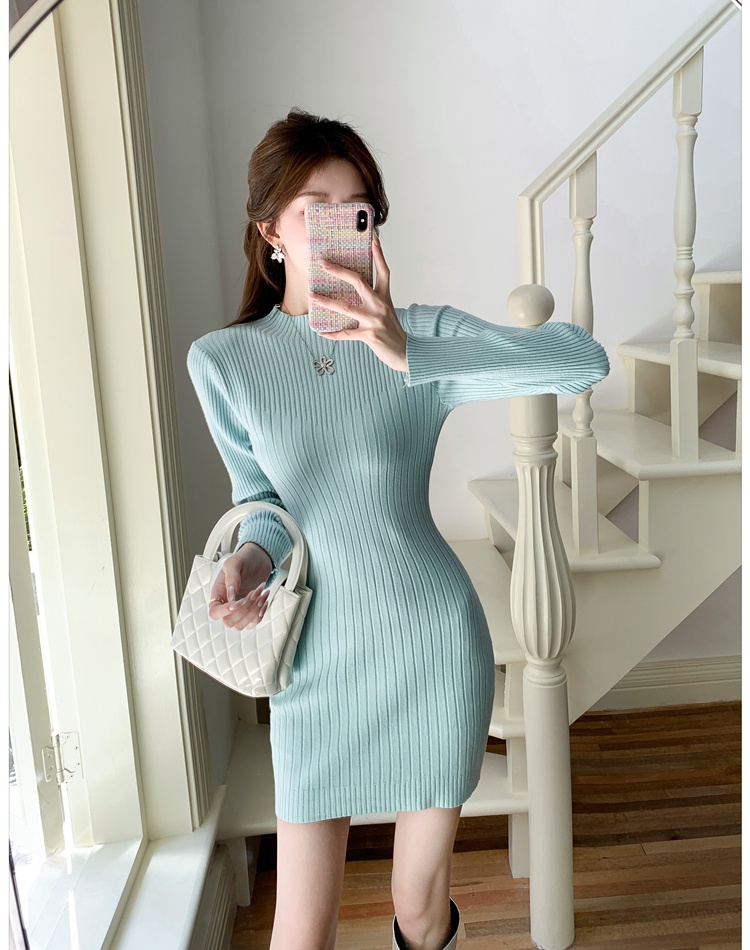 Inside the ride knitted dress slim package hip sweater for women