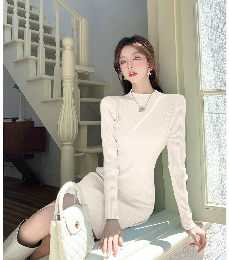 Inside the ride knitted dress slim package hip sweater for women