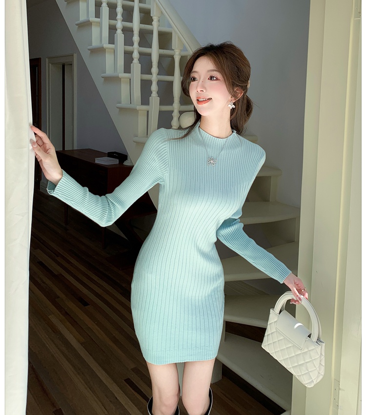 Inside the ride knitted dress slim package hip sweater for women