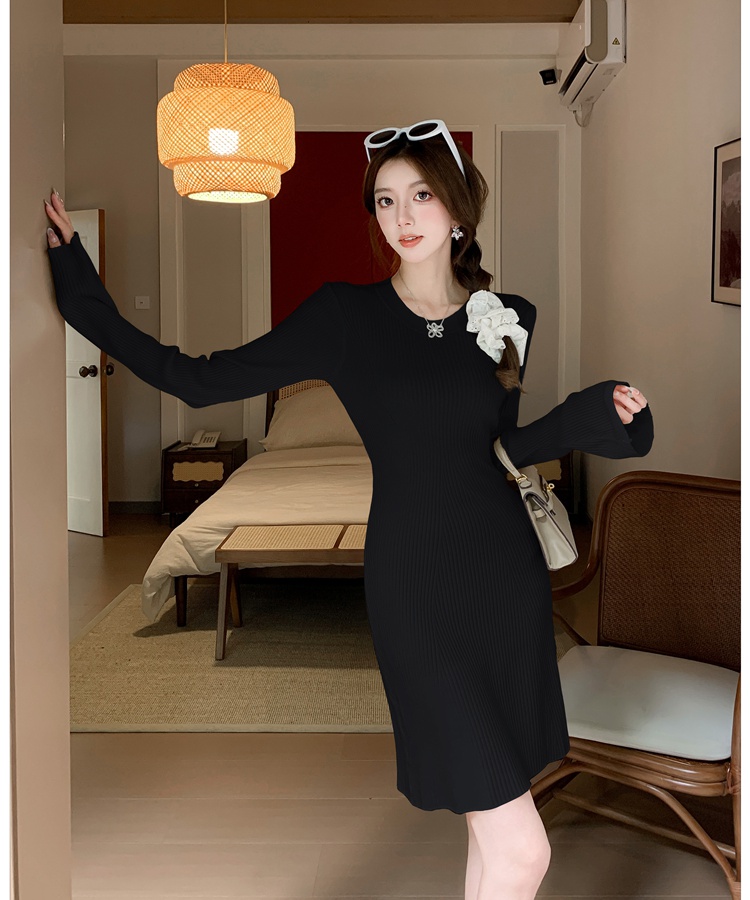 Korean style knitted T-back slim dress for women