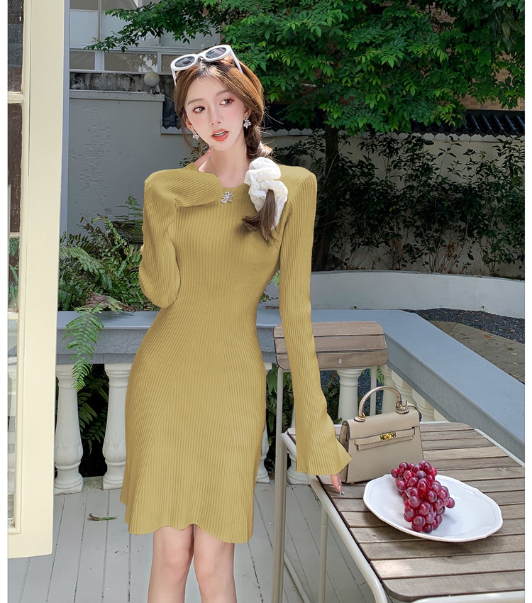 Korean style knitted T-back slim dress for women