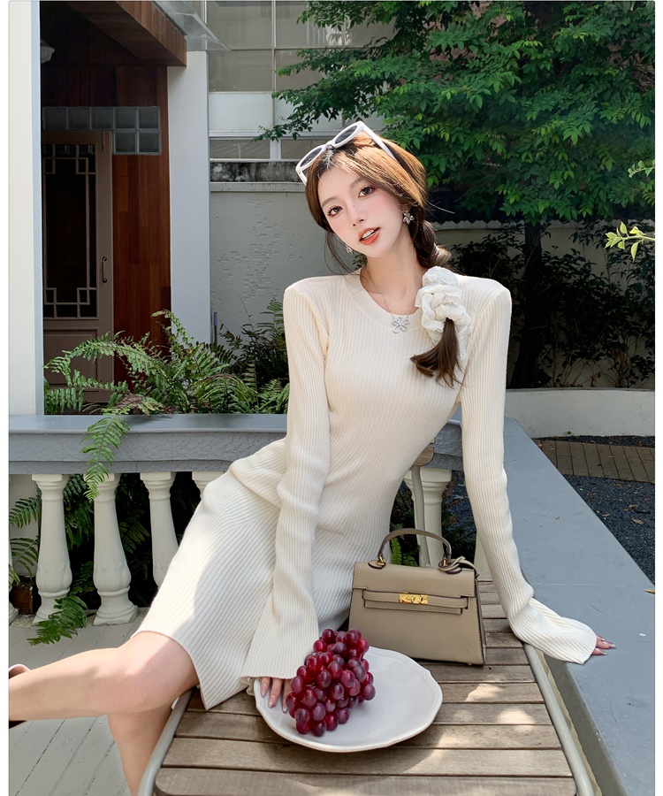 Korean style knitted T-back slim dress for women