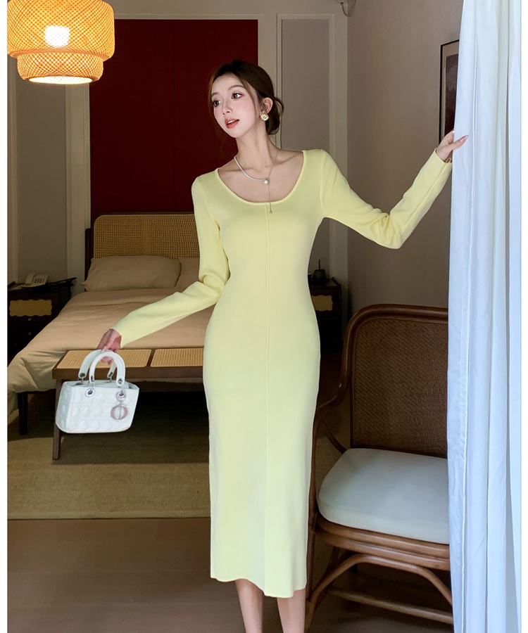 Long retro autumn and winter A-line dress for women