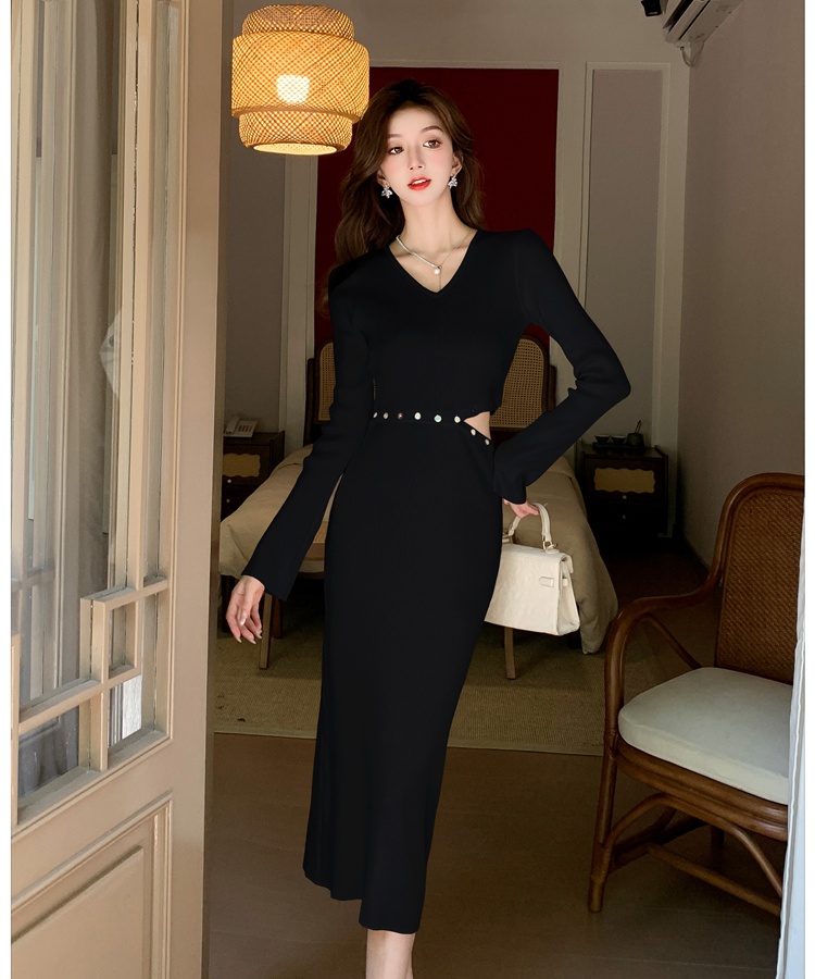 Bottoming dress V-neck long dress for women