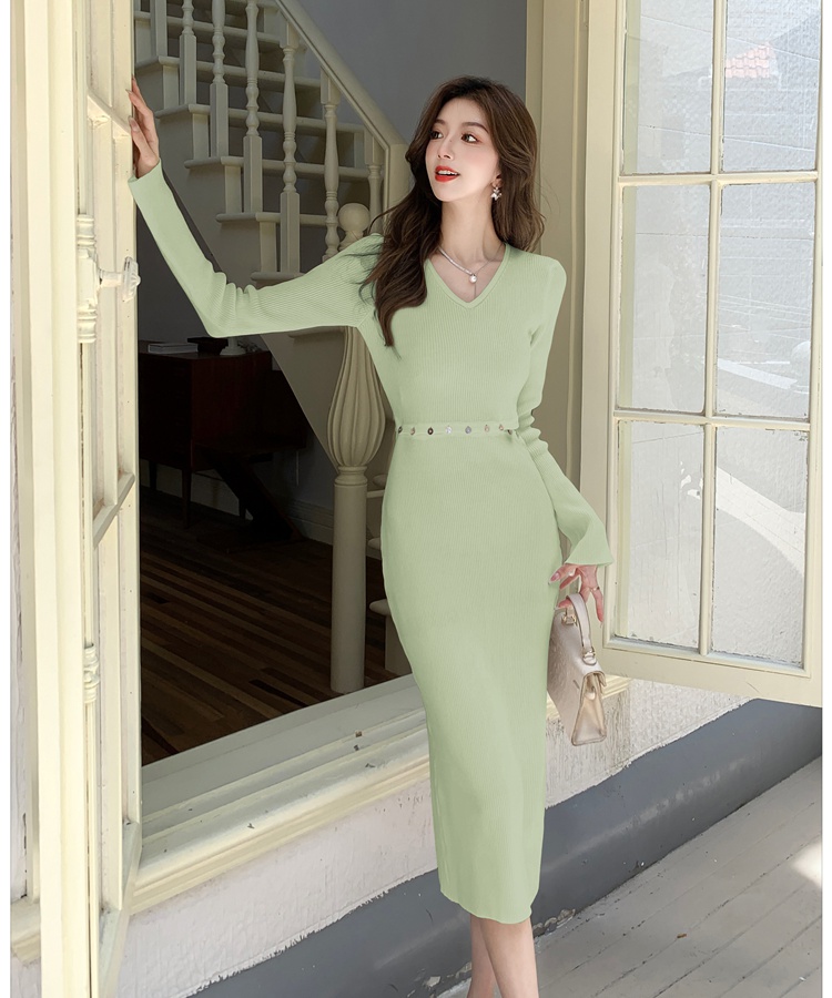 Bottoming dress V-neck long dress for women