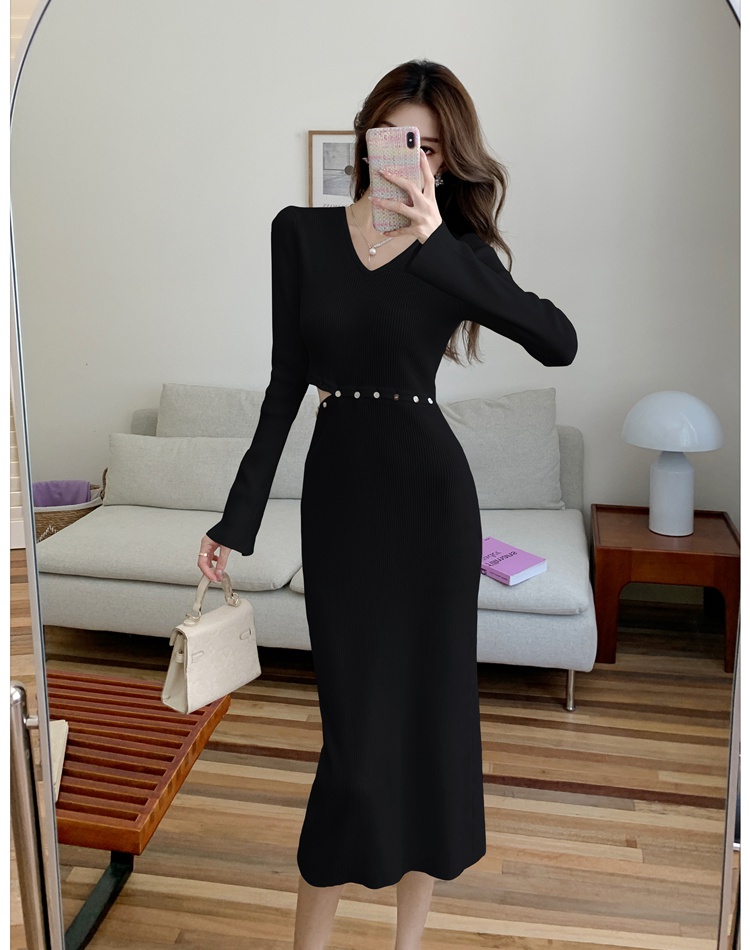 Bottoming dress V-neck long dress for women