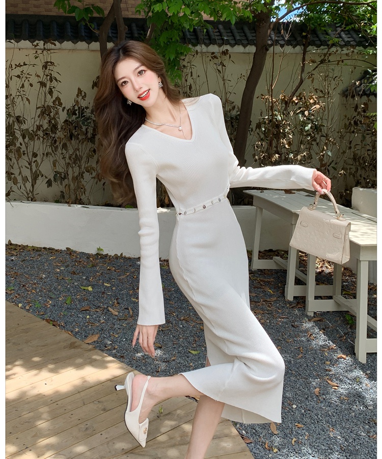 Bottoming dress V-neck long dress for women