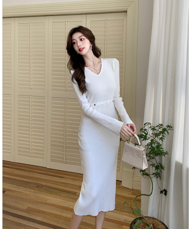 Bottoming dress V-neck long dress for women