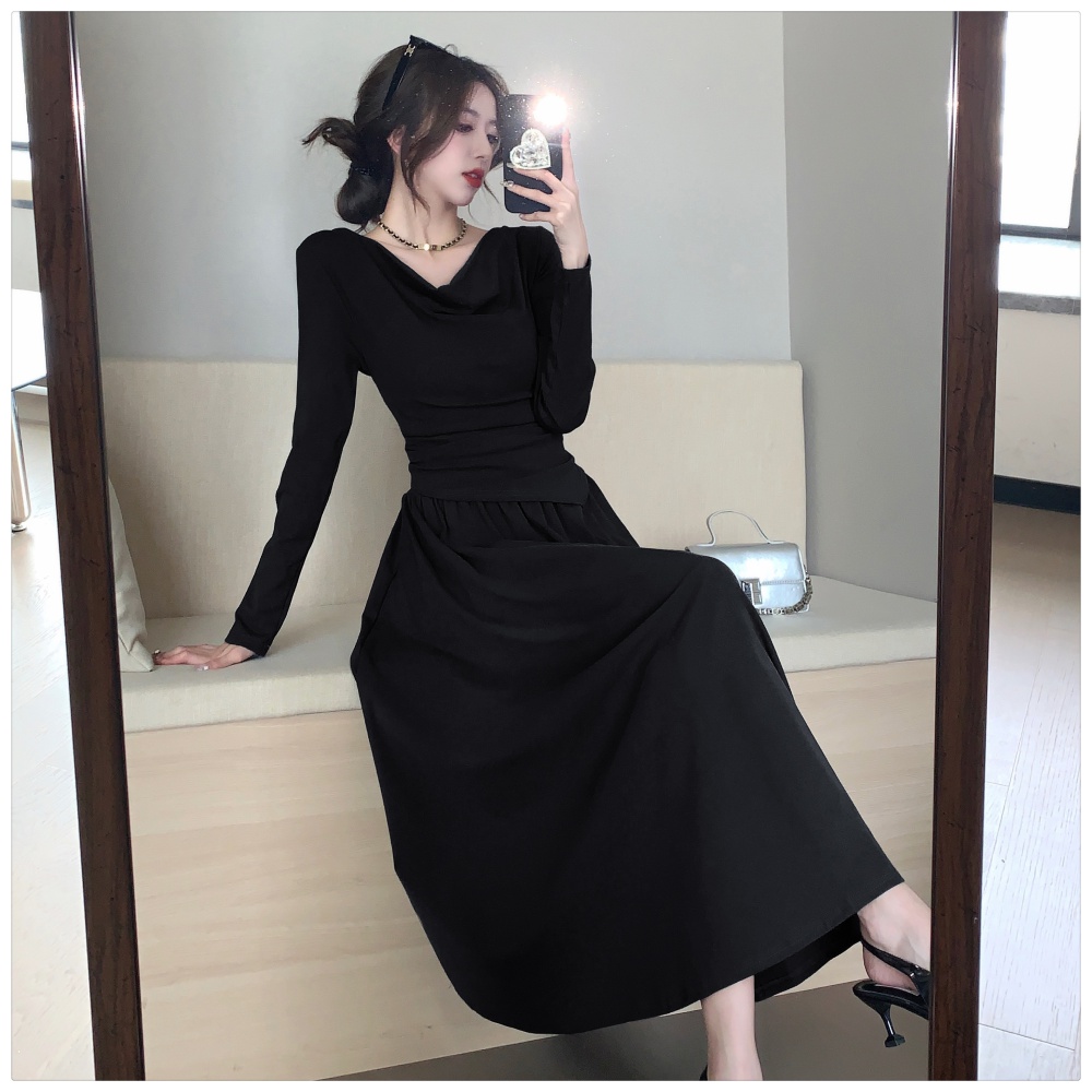 Black temperament sexy skirt 2pcs set for women