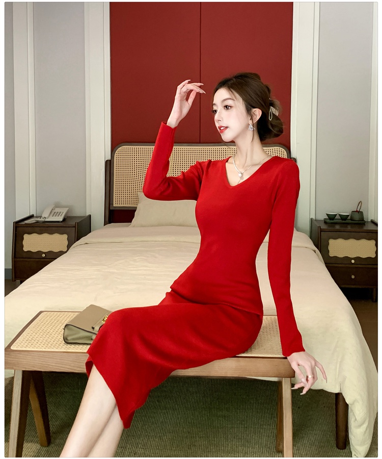 Long sleeve sweater dress autumn and winter dress