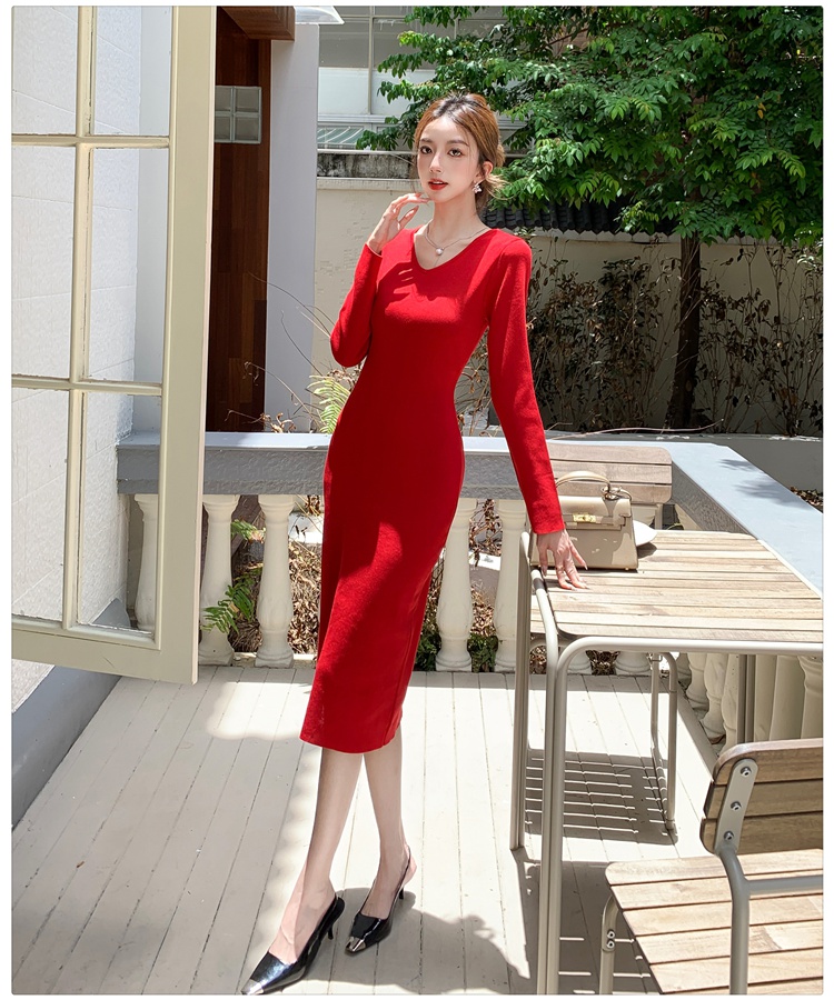 Long sleeve sweater dress autumn and winter dress