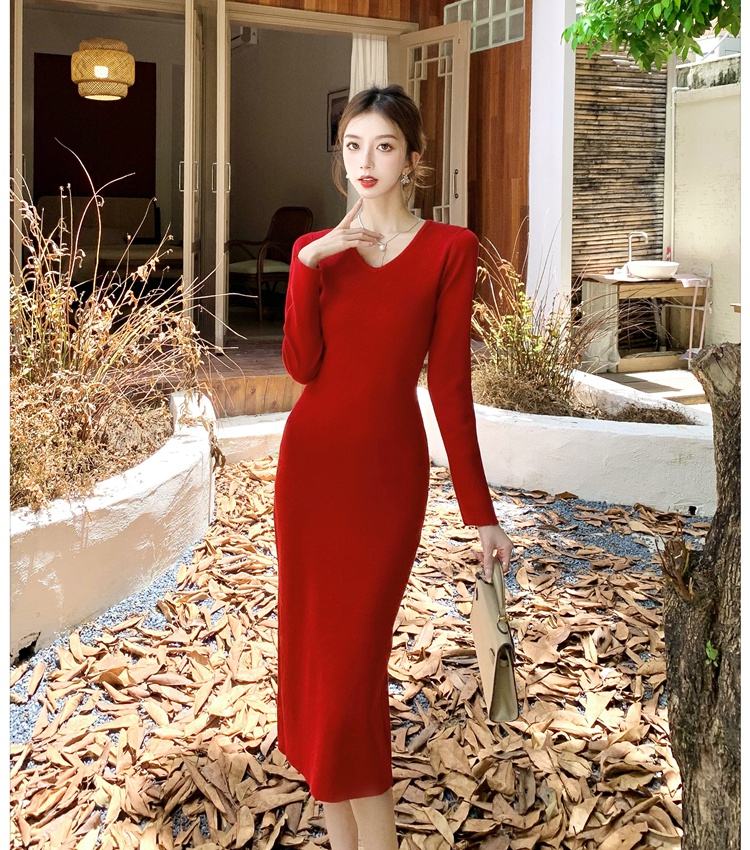 Long sleeve sweater dress autumn and winter dress