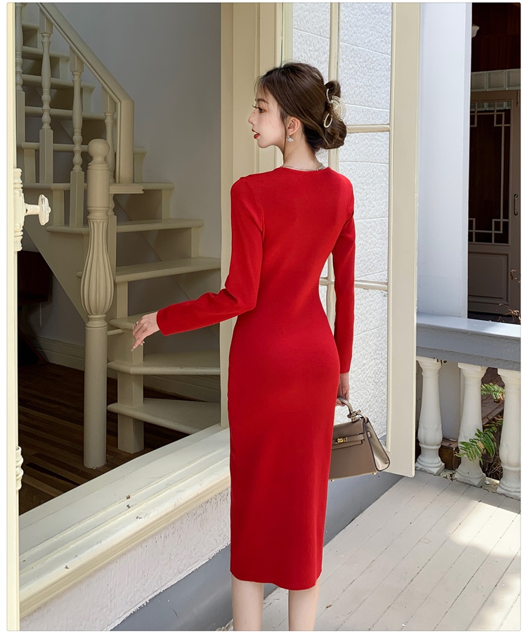 Long sleeve sweater dress autumn and winter dress