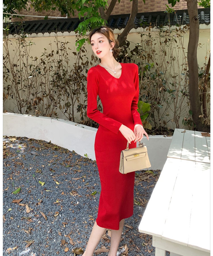 Long sleeve sweater dress autumn and winter dress