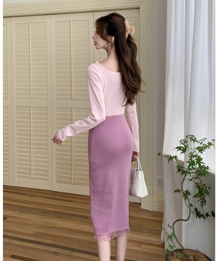 France style tassels sweater dress elegant dress for women