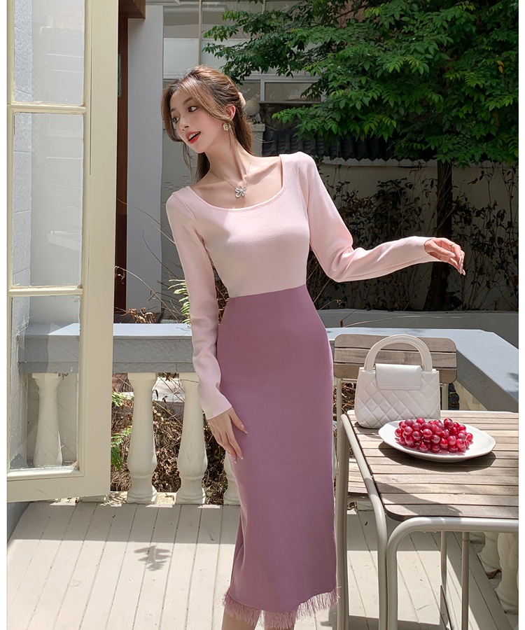 France style tassels sweater dress elegant dress for women