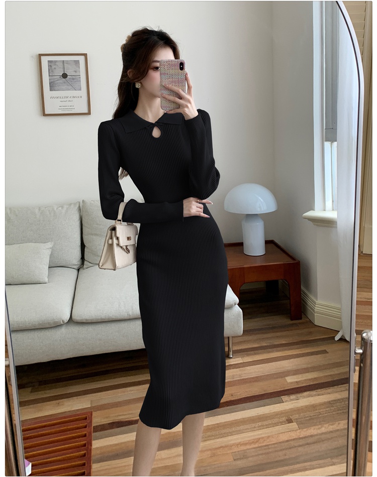 Chinese style package hip knitted dress for women