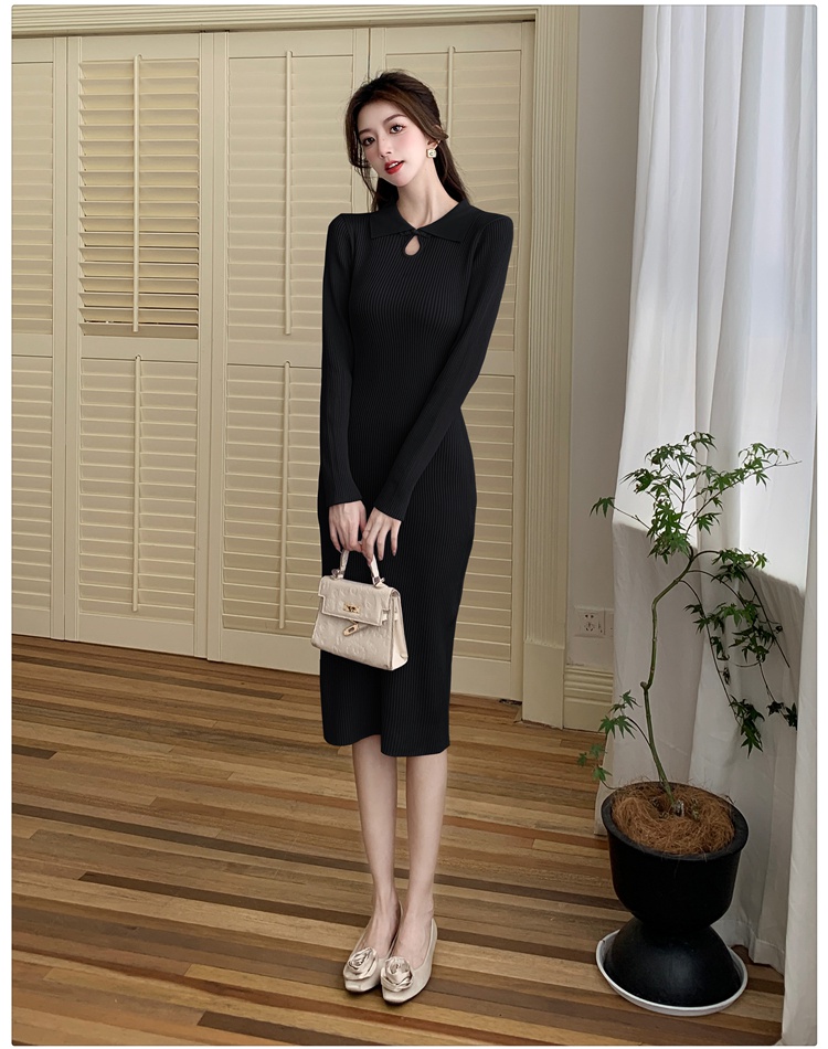 Chinese style package hip knitted dress for women