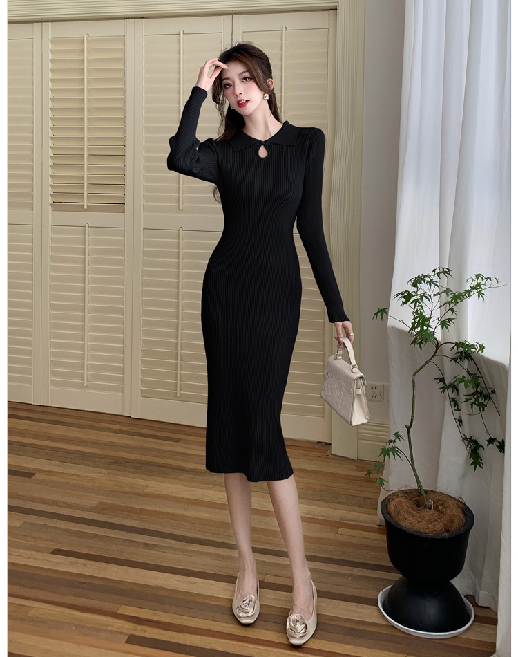 Chinese style package hip knitted dress for women