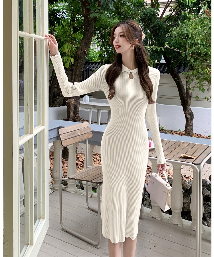 Chinese style package hip knitted dress for women