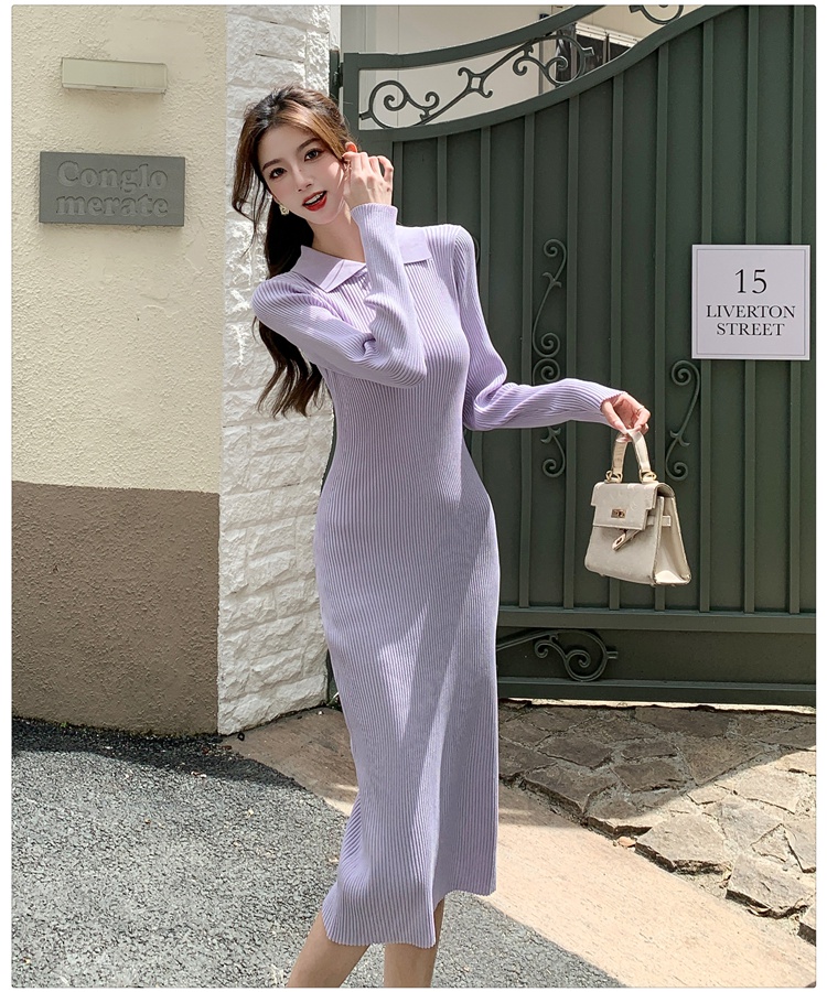 Chinese style package hip knitted dress for women