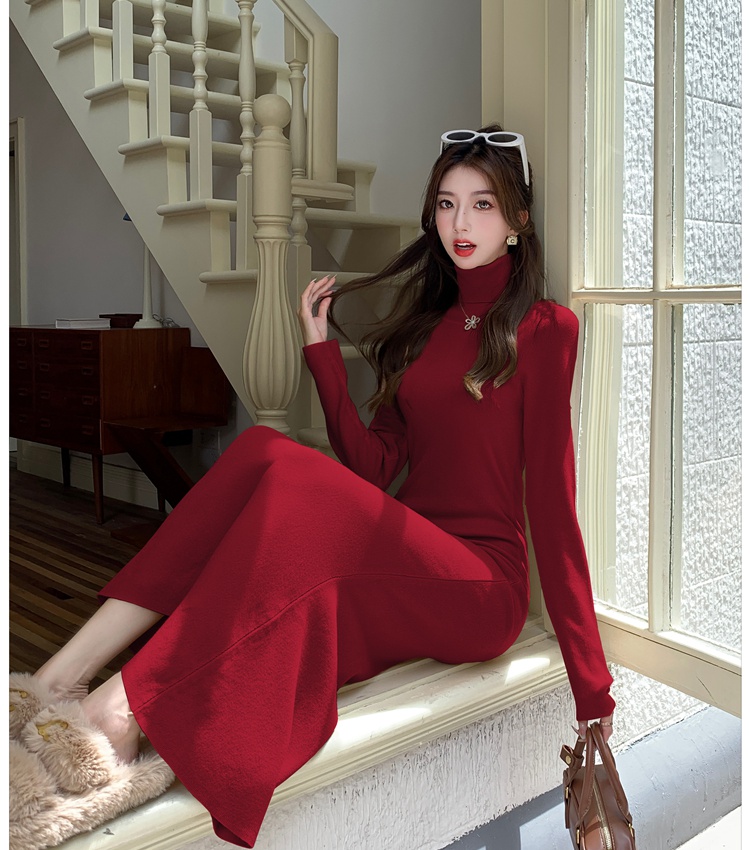 Long autumn and winter dress mermaid long dress for women