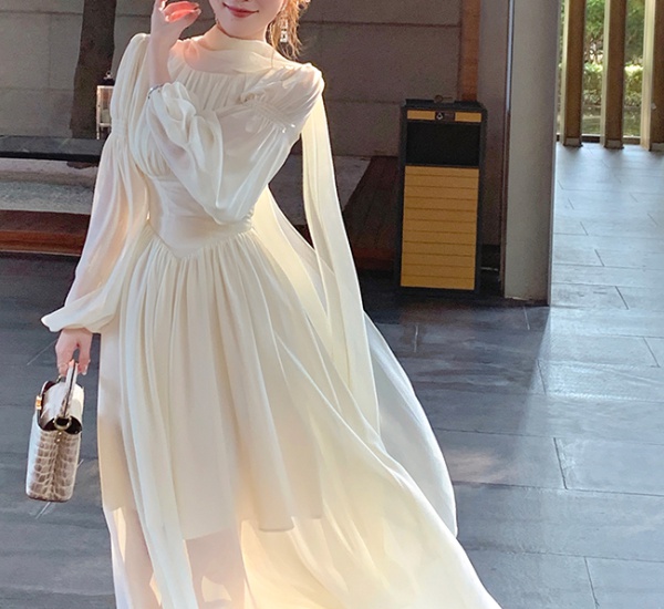 Autumn long pinched waist temperament pure lady dress