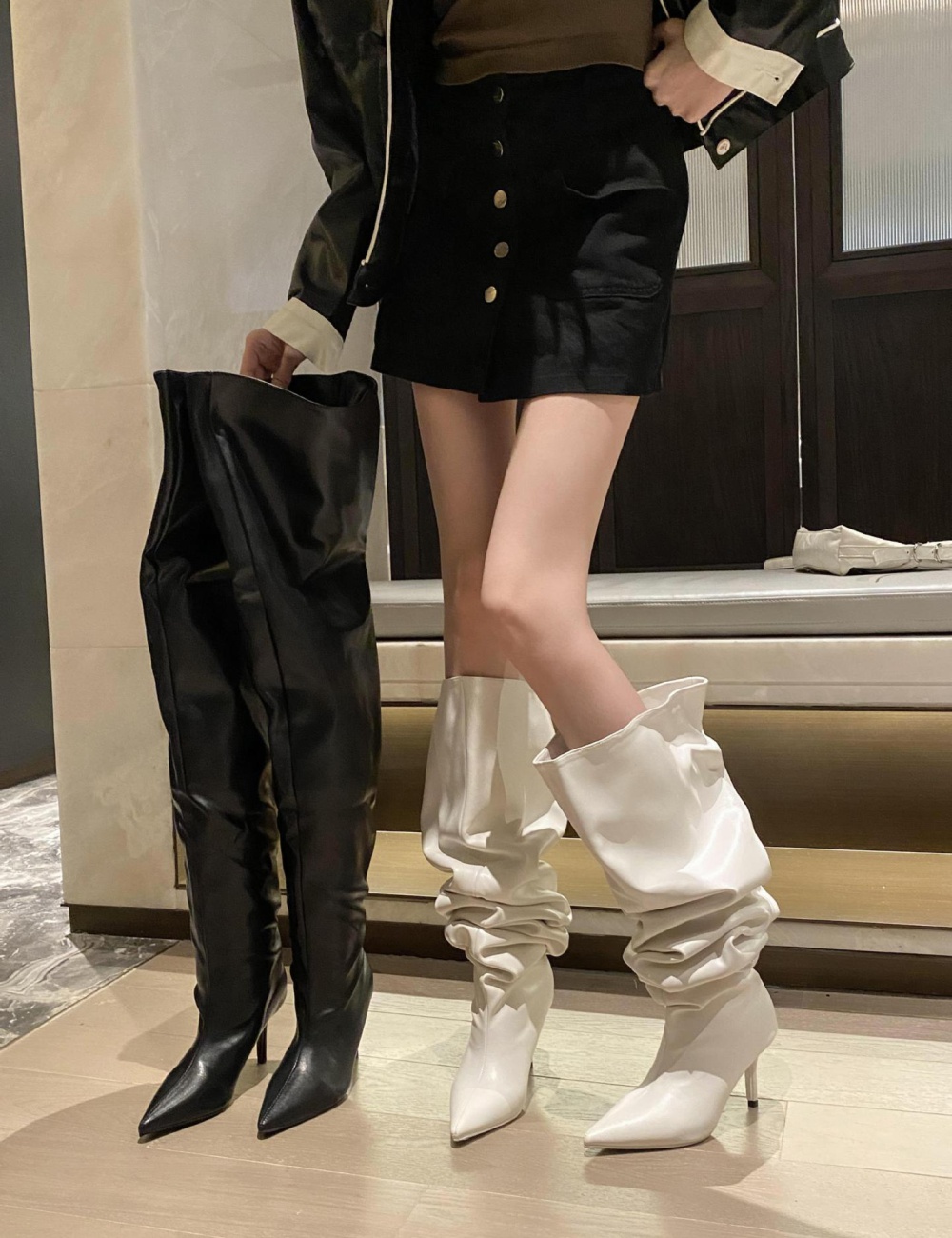 Fashion fine-root thigh boots high-heeled boots for women