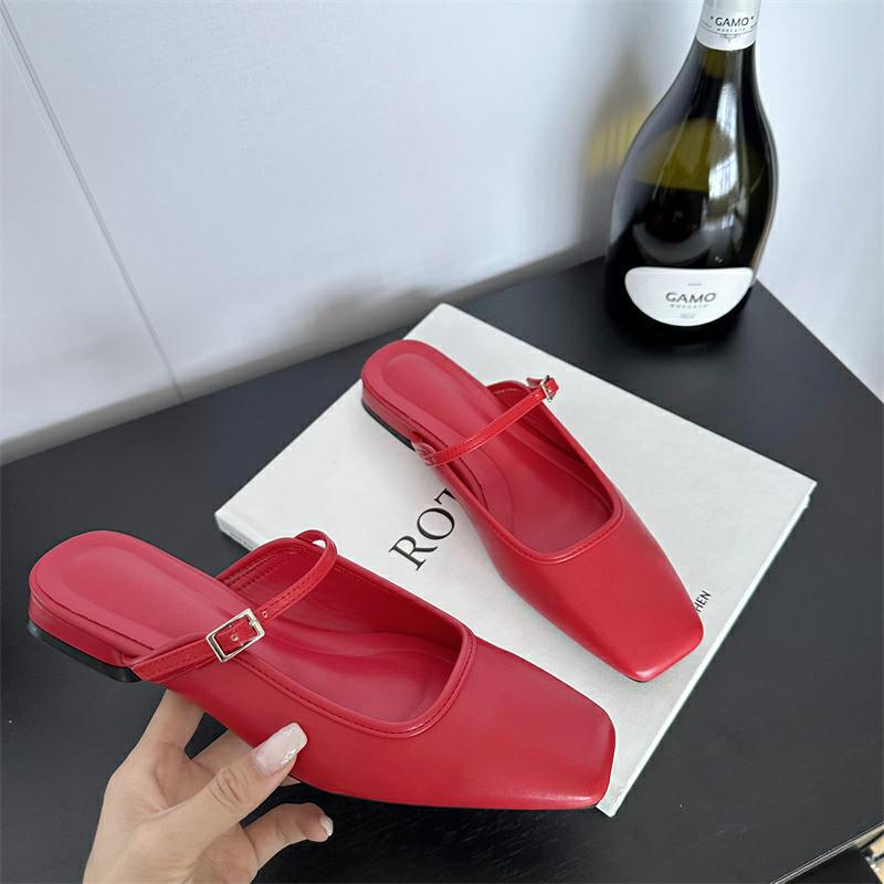 Autumn Korean style shoes all-match red slippers for women