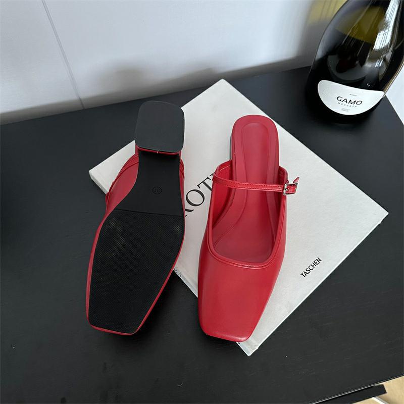 Autumn Korean style shoes all-match red slippers for women