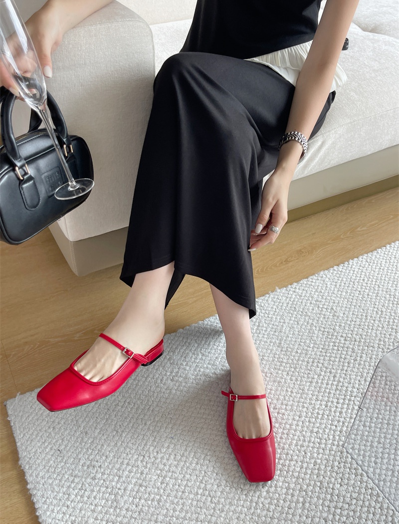 Autumn Korean style shoes all-match red slippers for women