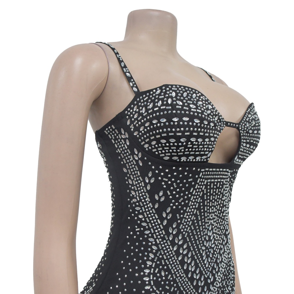 Sling fashion T-back European style rhinestone dress