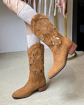 Summer embroidery thigh boots breathable boots