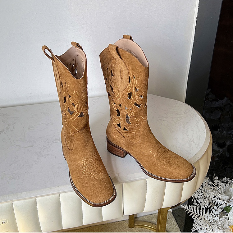 Summer embroidery thigh boots breathable boots