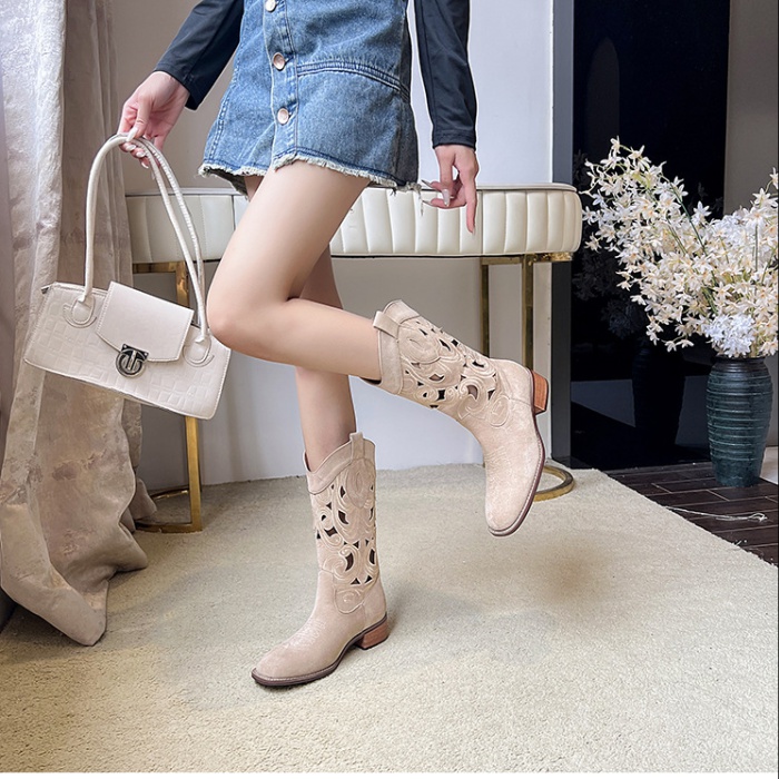 Summer embroidery thigh boots breathable boots