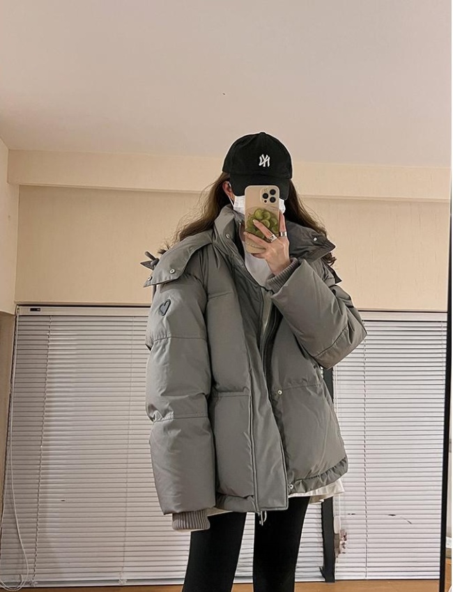 Short couples gray down coat heart niche coat