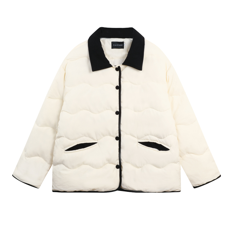 Corduroy Korean style down coat short chanelstyle coat