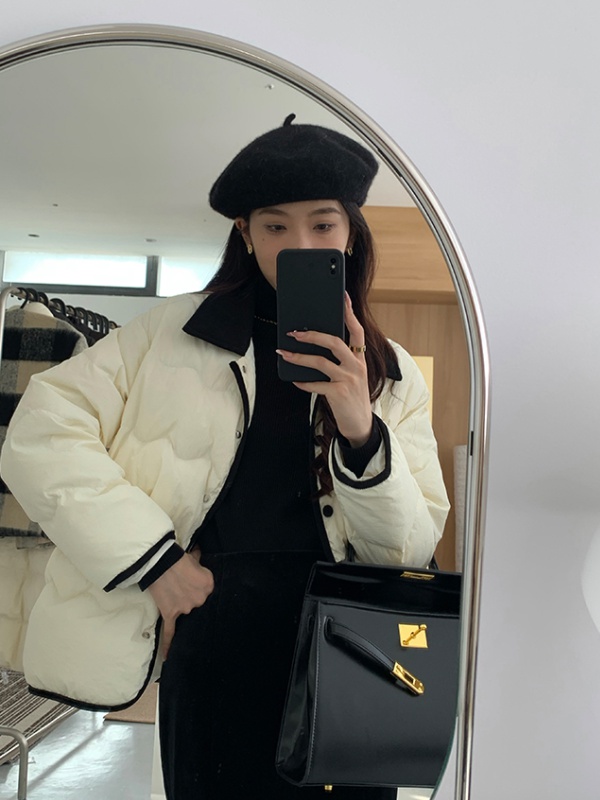 Corduroy Korean style down coat short chanelstyle coat