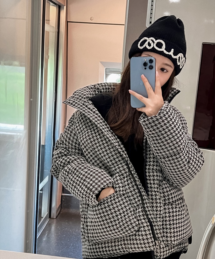 Houndstooth coat small fellow cotton coat for women