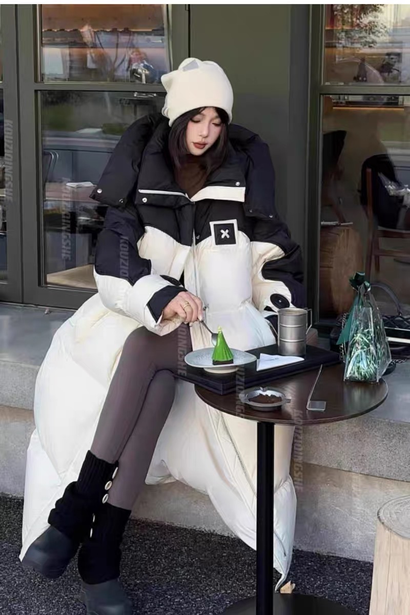 Thick fashion long coat loose thermal cotton coat for women