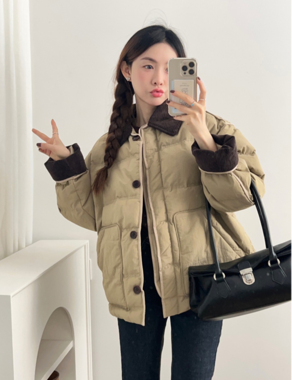 Short small fellow thick winter cotton coat for women