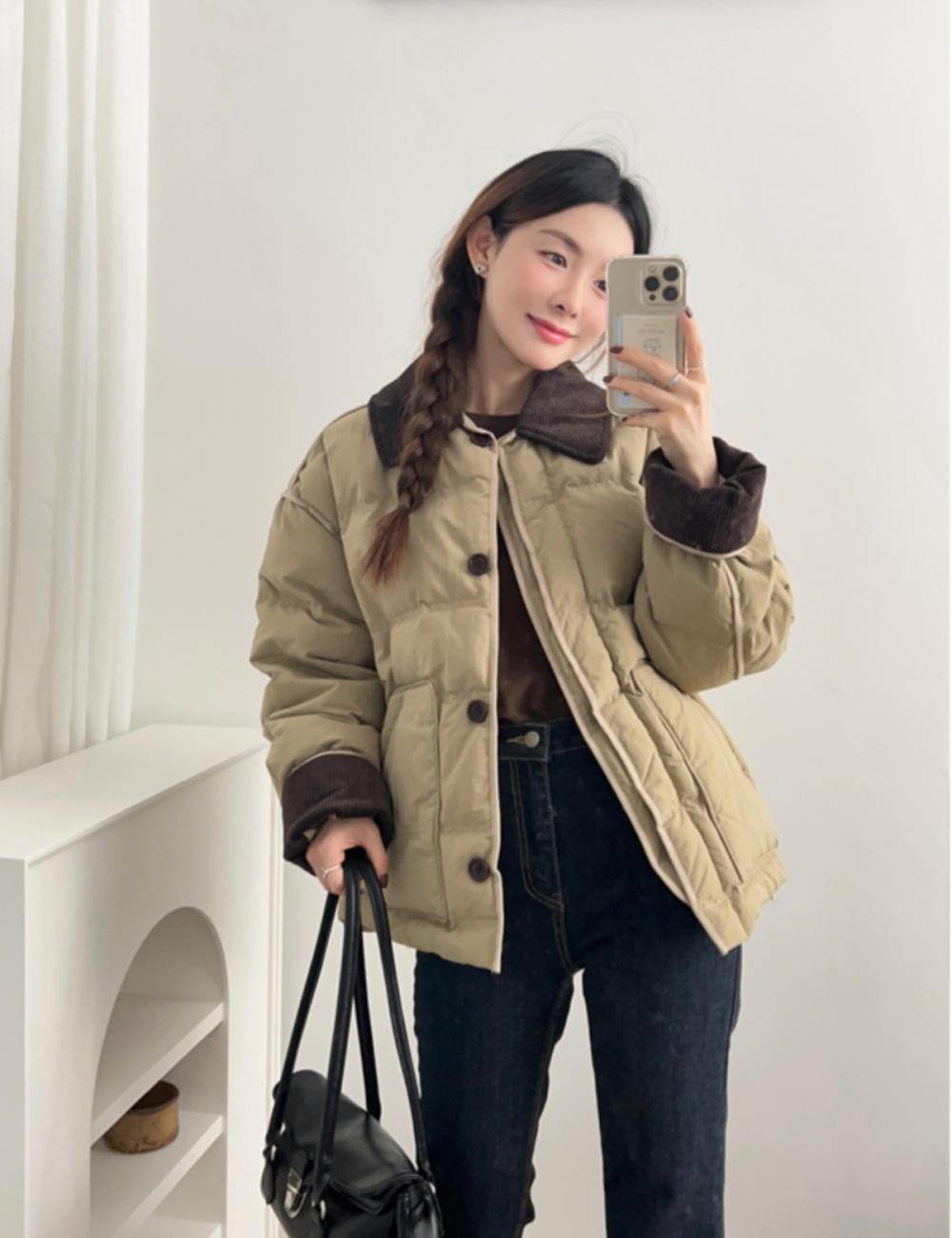 Short small fellow thick winter cotton coat for women