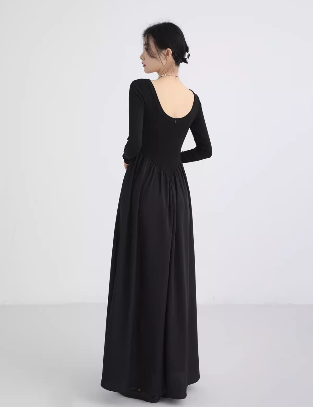 Autumn splice dress France style temperament long dress